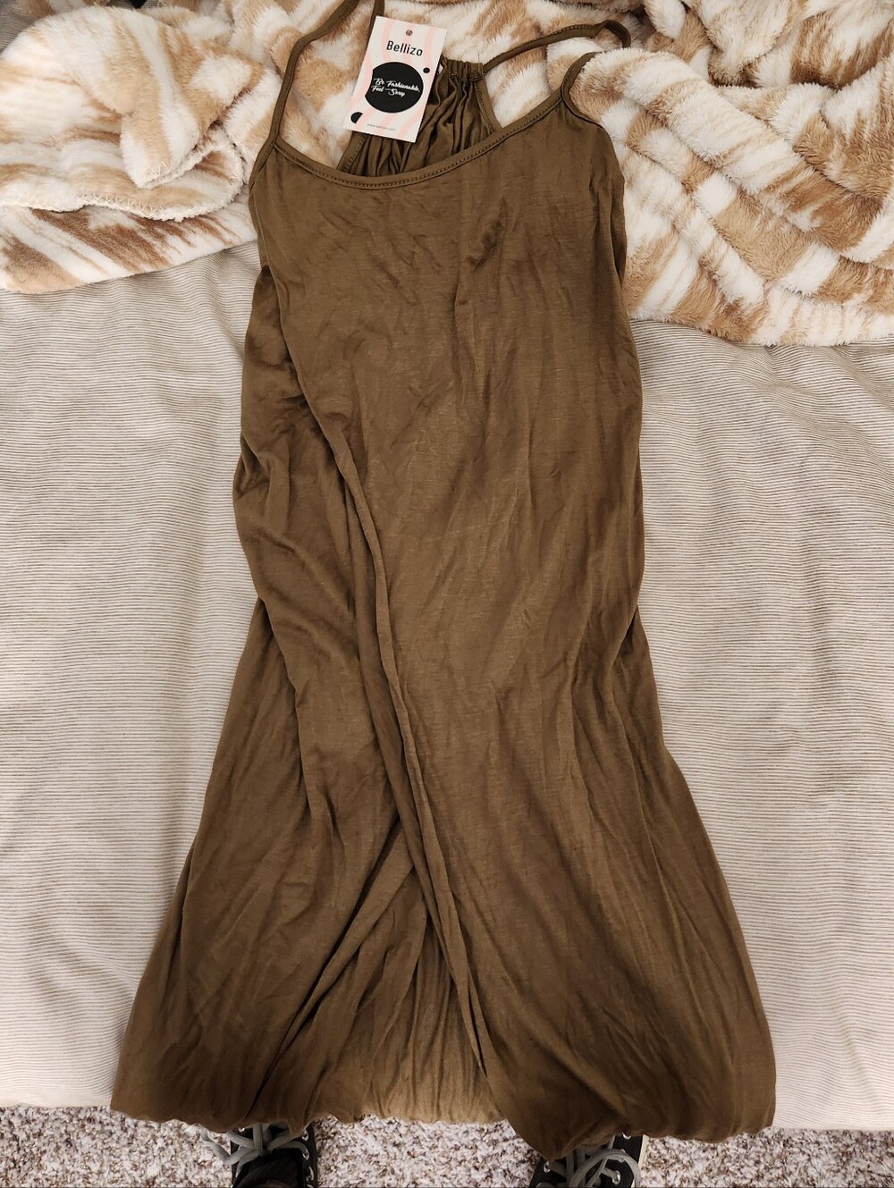Bellizo Olive Green Maxi Dress